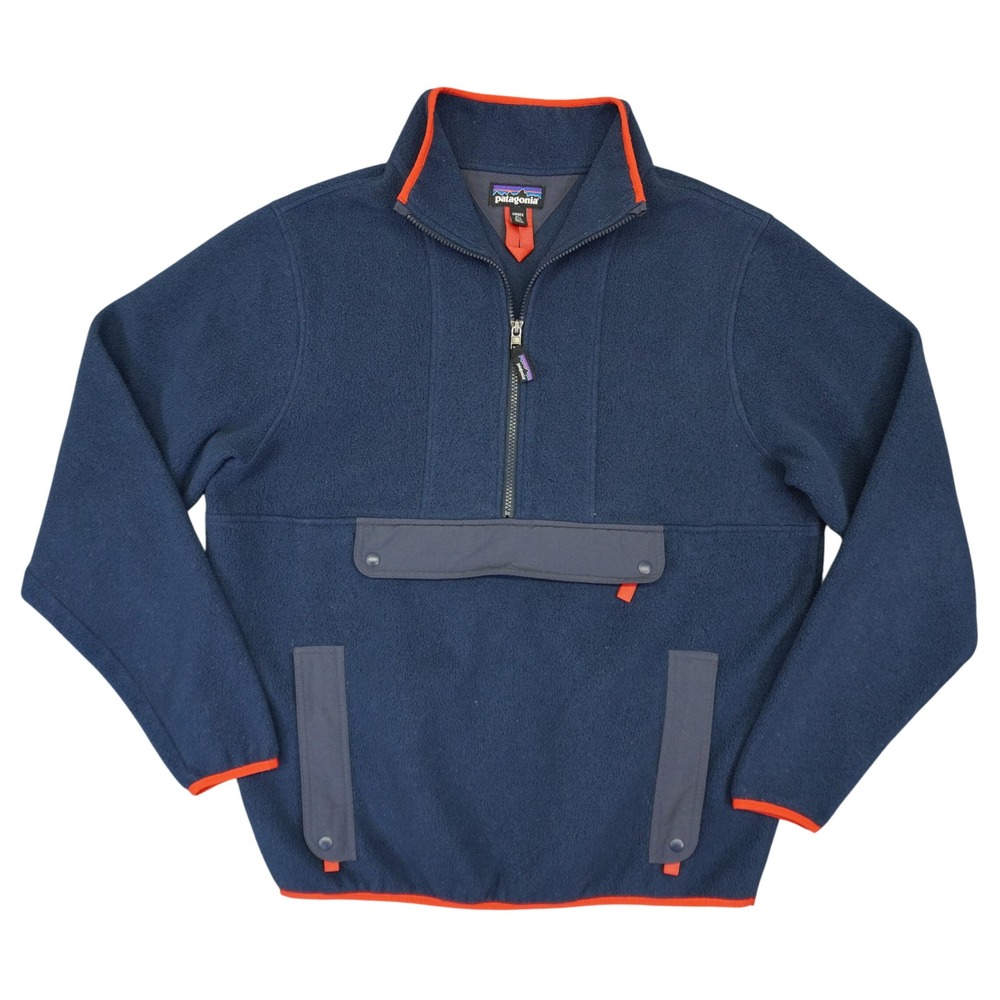 Patagonia Synchilla Anorak Fleece Pullover Unisex L Navy Blue Half Zip READ